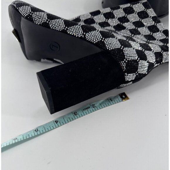 NWOB, Wild Pair Womens Rhinestone Checkered Ankle Boots Size 7 Black & Silver - Picture 7 of 7